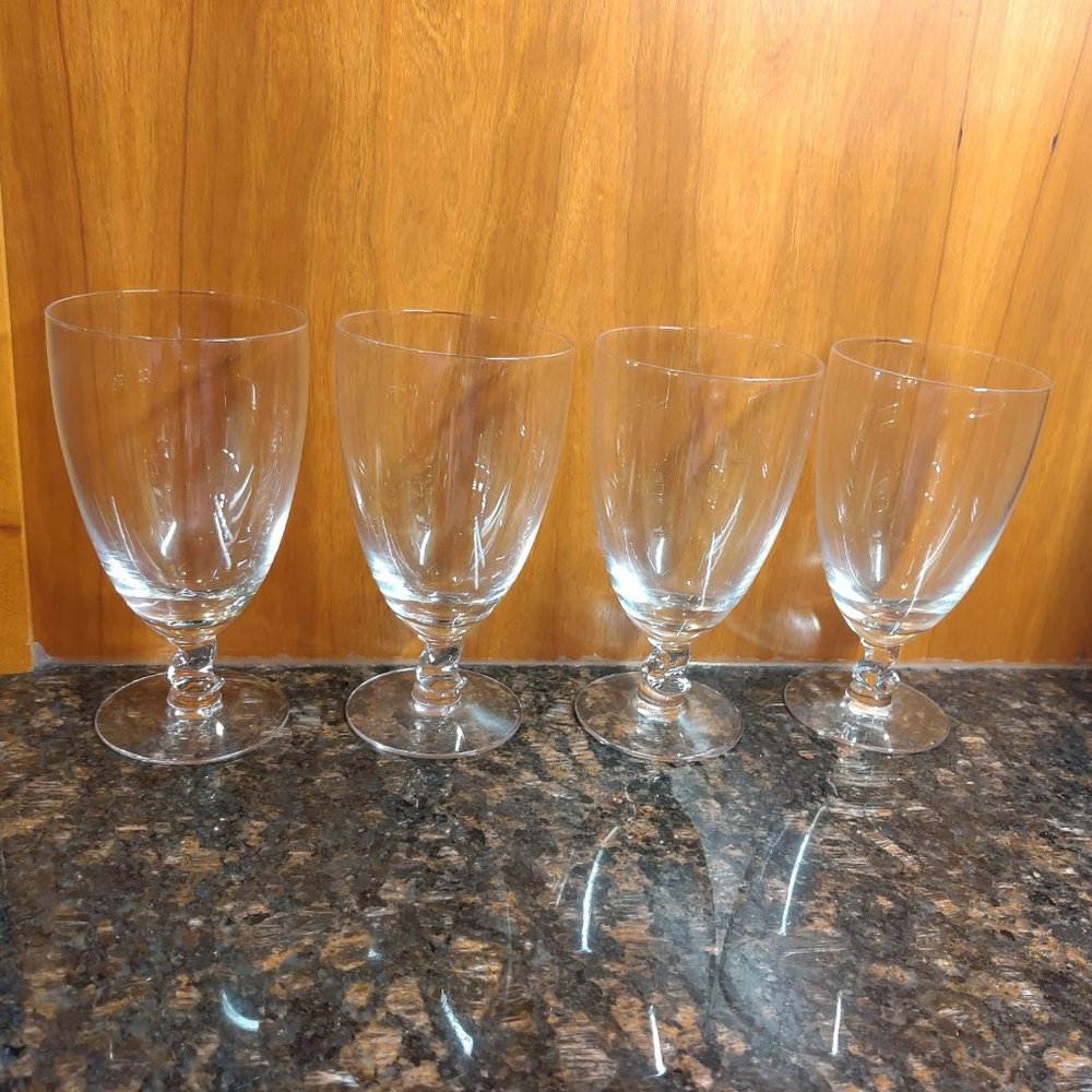 4 Fostoria Stemware Ice Tea Water Tumbler S Stem Contour Clear Glasses 6 1/8"
